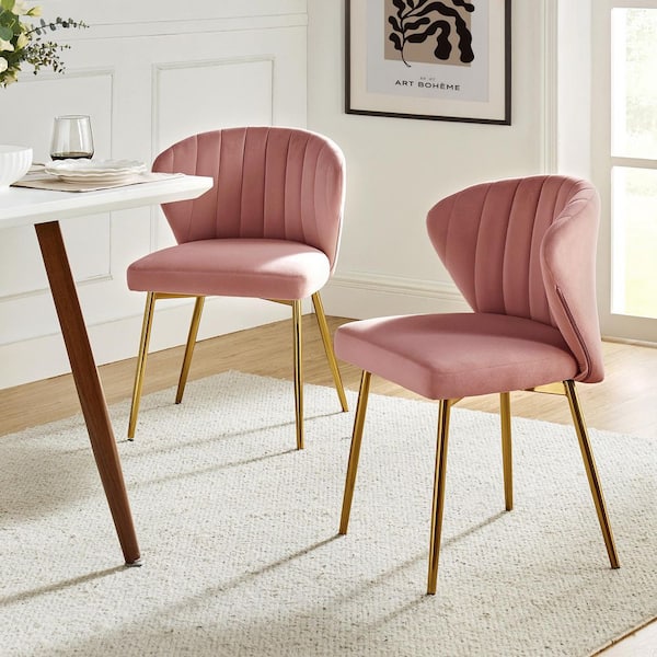 Milia Pink Tufted Dining Chair (Set of 2)