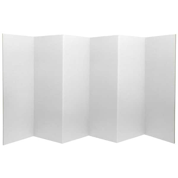 Oriental Furniture 4 ft. Short White Temporary Cardboard Folding Screen - 6 Panels