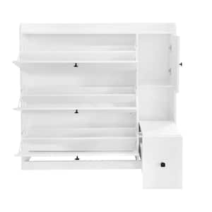 47 in. W x 9.4 in. D x 47.2 in. H White Shoe Cabinet Linen Cabinet with 3-Flip Drawers and 1-Door