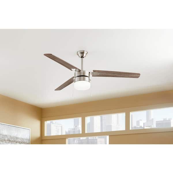 56 in Indoor Ceiling Fan Light  Brushed Nickel Reversible Blade 