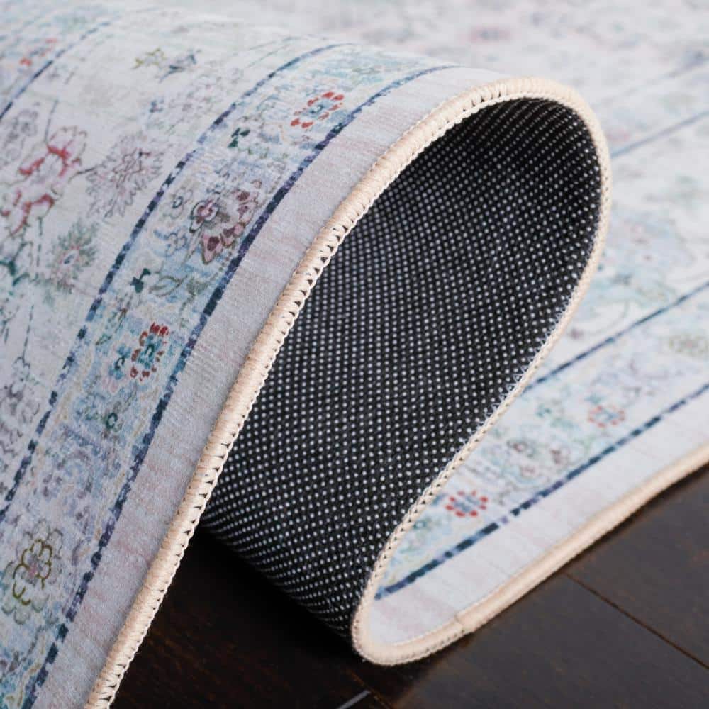 Tucson Geometric Blue 9' x 12' Machine-Washable Synthetic Rug