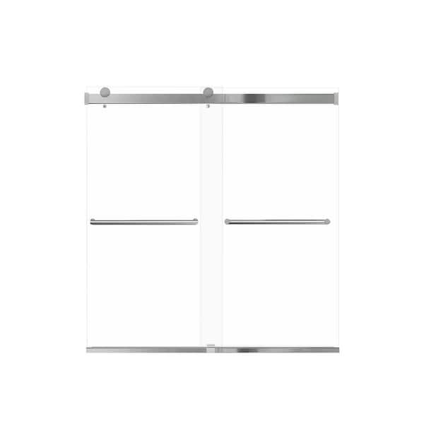 Transolid Brianna 60 in. W x 62 in. H Sliding Frameless Shower Door in Polished Chrome with Clear Glass