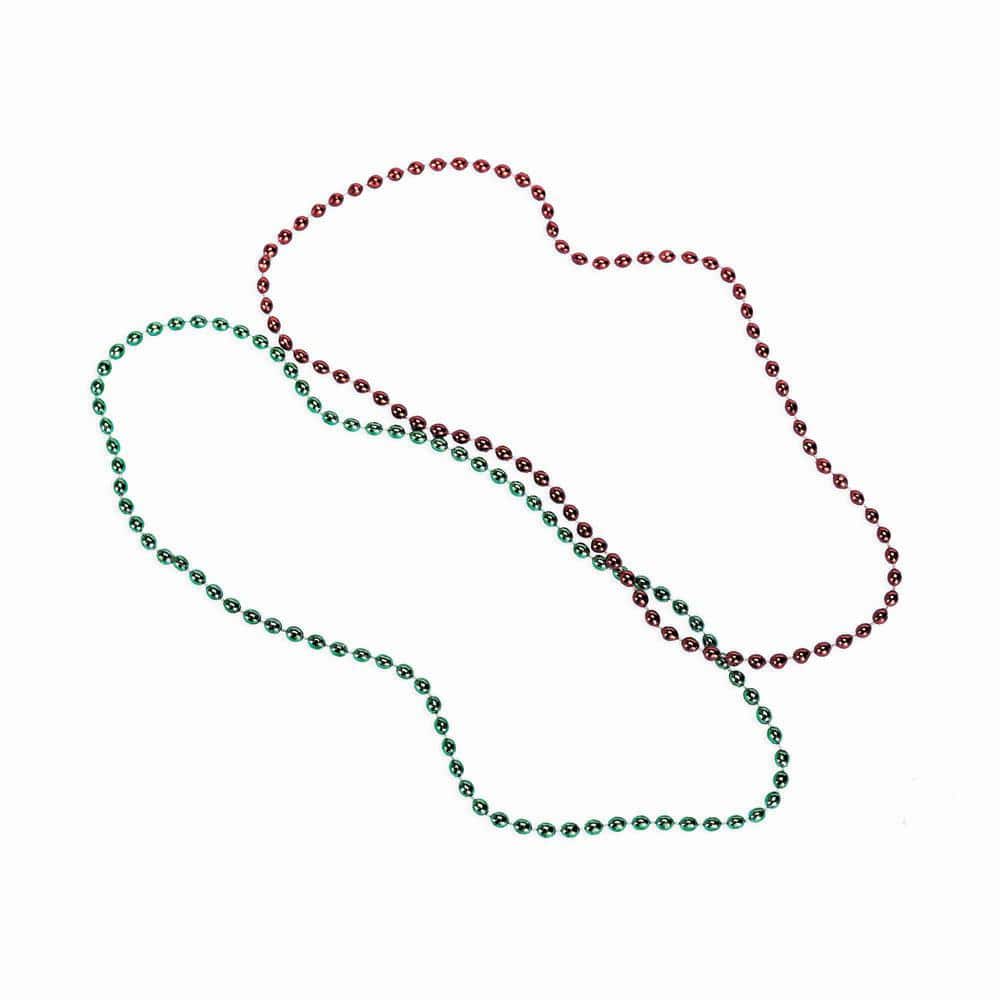 30 in. Red and Green Christmas Metallic Bead Necklaces (8-Count, 6-Pack) price history on PriceWatchPro