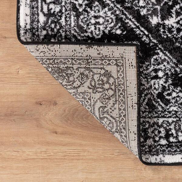 World Rug Gallery Vintage Medallion Black 7 ft. 10 in. x 10 ft