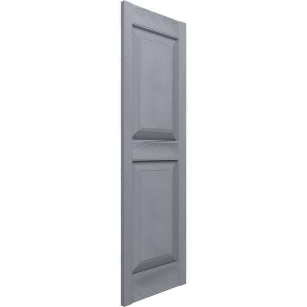 x 60 In Louvered Vinyl Exterior Shutters Pair Raised Panel Tuxedo Grey 15 In 
