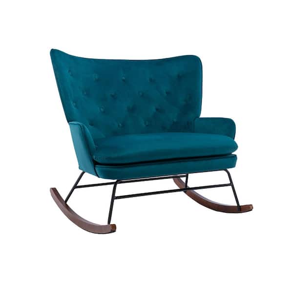 Wateday Teal Fabric Rocking Side Chair High Back Arm-Sofa