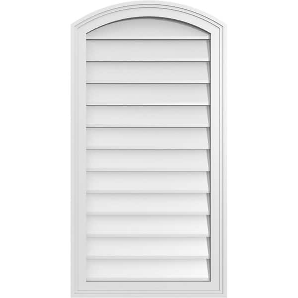Ekena Millwork 20" x 38" Arch Top Surface Mount PVC Gable Vent: Functional with Brickmould Frame