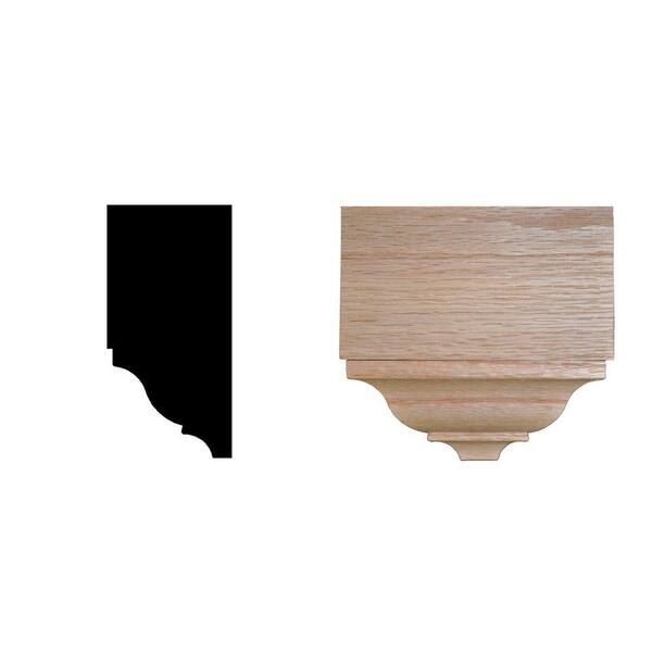 HOUSE OF FARA 4-3/8 in. x 2 in. x 4-1/4 in. Oak Mid Crown Block Moulding