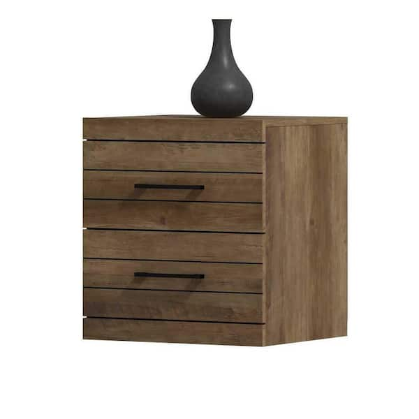 GALANO Furniture Hamsper 2-Drawer Knotty Oak Nightstand Sidetable