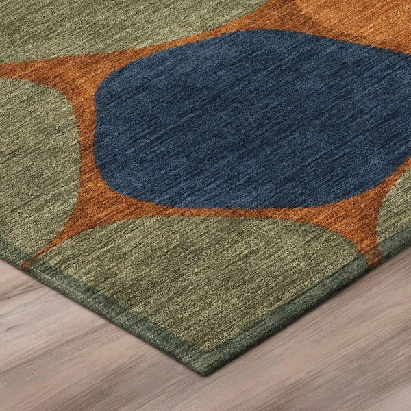 Chantille Machine Washable Indoor/Outdoor Abstract ACN3007 Orange 8 ft. x 8 ft. Round Rug