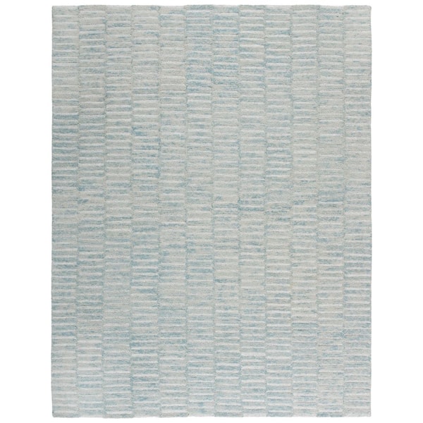 Ebony 8 ft. x 10 ft. Dark Green/Light Green High-Low Striped Area Rug