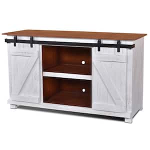 Stowe 60 in. Rustic White and Brown TV Stand Fits TV's up to 70 in. with Cable Management