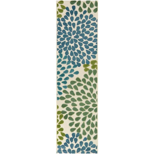 Park Pointe Green Doormat 2 ft. x 7 ft. Burst Indoor/Outdoor Area Rug