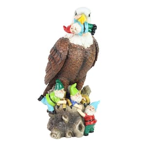 Eagle, Hand Painted, UV-Treated Resin, 5.5 in. x 12 in. Gnomes Garden Statue