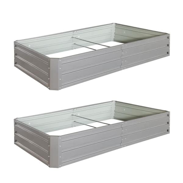 Unbranded 6 x 3 x 1 ft. Gray Rust-Proof Metal Rectangular Outdoor Garden Bed Planter Box for Vegetables Flowers Herb (2-Pack)