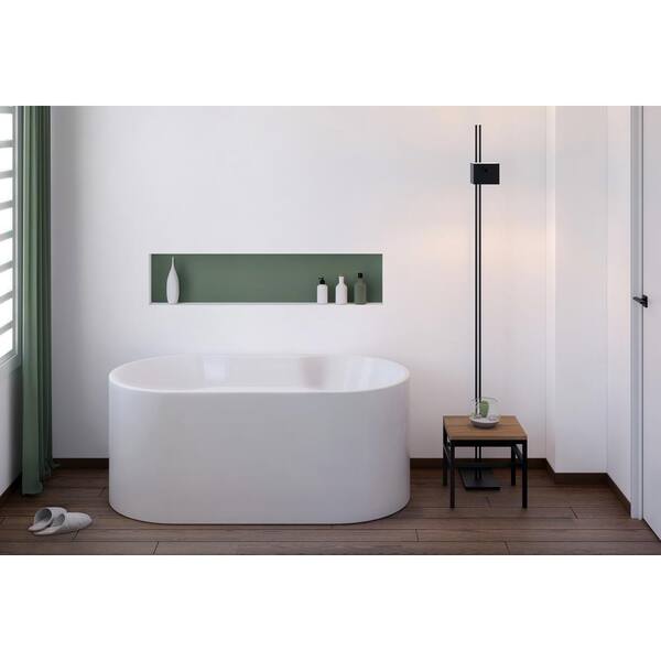 Palmer 56 in. Acrylic Flatbottom Freestanding Bathtub in White Palmer 56 in. Acrylic Flatbottom Freestanding Bathtub in White