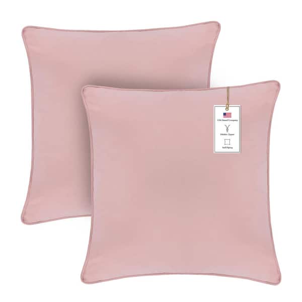 A1 Home Collections A1HC Pink Velvet Decorative Pillow Cover, 18 in. x 18 in. Hidden YKK Zipper, Throw Pillow Covers Only (Pack of 2)