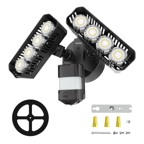 700 Watt Equivalent 7000 Lumens 180° Black Motion Sensing Dusk to Dawn Integrated LED 5000K Waterproof Flood Light