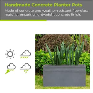 31.5 in. L Slate Gray Lightweight Concrete Modern Rectangle Outdoor Planter