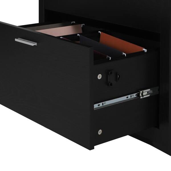 Veikous 2 Drawer Black Lateral File For Home Office Hp0304 03bk The