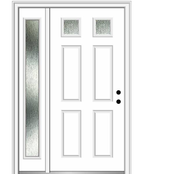 MMI Door 50 in. x 80 in. Left-Hand Inswing Rain Glass Primed Fiberglass Prehung Front Door on 4-9/16 in. Frame