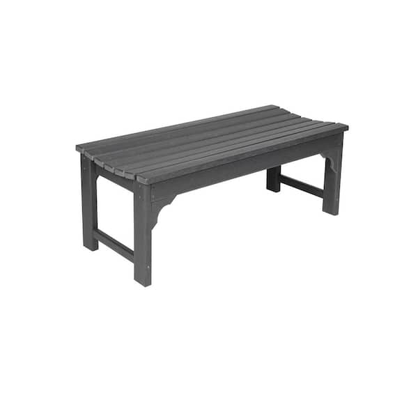Gray Backless HDPE Outdoor Adirondack Bench (1-Pack)