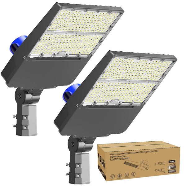45000 Lumens 240-Watt Equivalent Integrated LED Black Dusk to Dawn Flood Light 2-Pack
