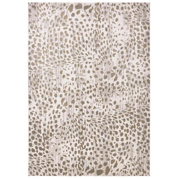8 x 11 Brown and Ivory Abstract Area Rug