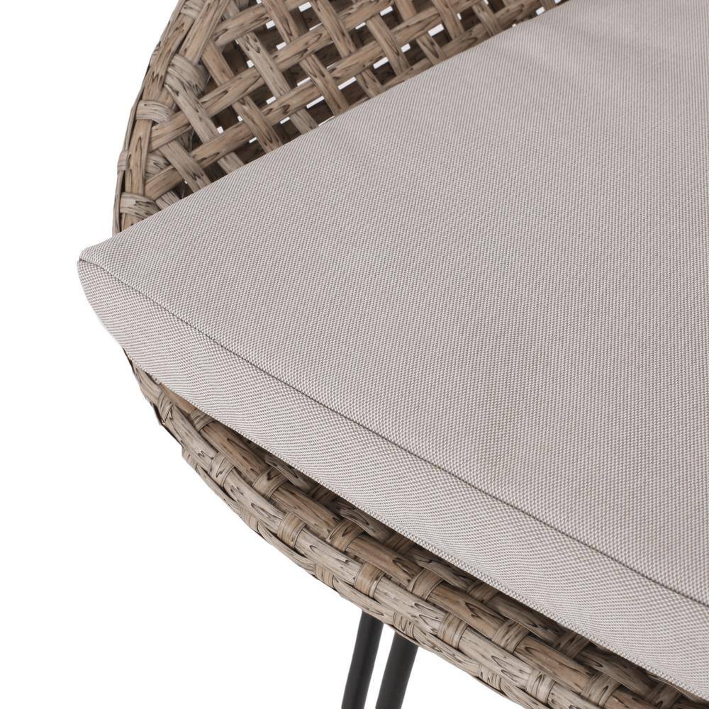 Transitional Mixed Brown and Beige Iron Barstool with Cushions, Set of 2