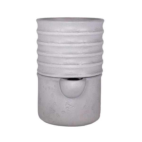 6 in. Dia x 9 in. H Ribbed Cylinder Composite Self Watering Pot in Gray