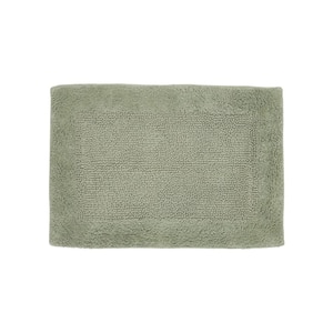 Edge Collection 17 in. x 24 in. Green 100% Cotton Rectangle Bath Rug