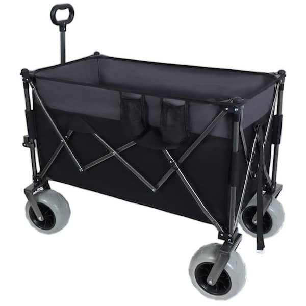 10.59 cu. ft. Fabric Garden Cart,All-Terrain Balloon Wheels,Conquers Sand & Rough Terrain,w/Brakes,Pockets,Cup Holders