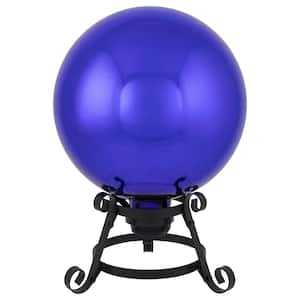 10 in. Royal Blue Glass Outdoor Patio Garden Gazing Ball