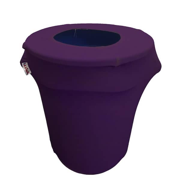 LA Linen Round Purple Stretch for 32 Gal. Trash Can Cover