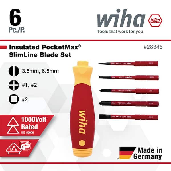 Wiha PocketMax Multi-Bit 1000-Volt Insulated Screwdriver 28345