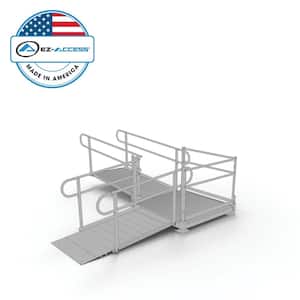 PATHWAY 10 ft. L-Shaped Aluminum Wheelchair Ramp Kit with Solid Surface Tread, 2-Line Handrails and 4 ft. Turn Platform