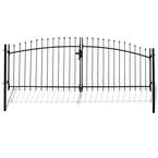Athens Style 11 ft. x 5 ft. Black Steel DIY Dual Swing Driveway Fence Gate