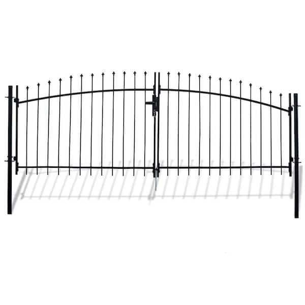 ALEKO Athens Style 11 ft. x 5 ft. Black Steel DIY Dual Swing Driveway Fence Gate