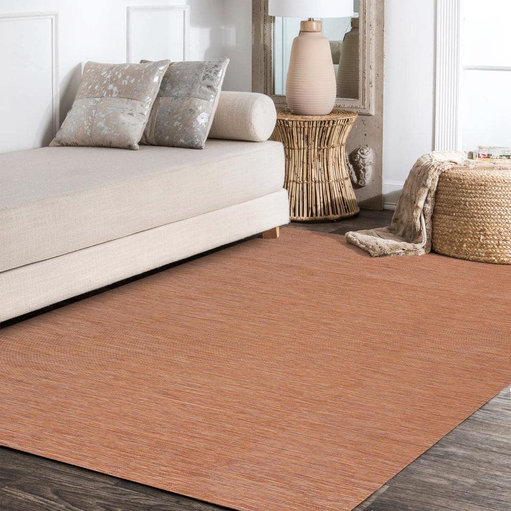 Ethan Modern Flatweave Orange Synthetic 8' x 10' Area Rug