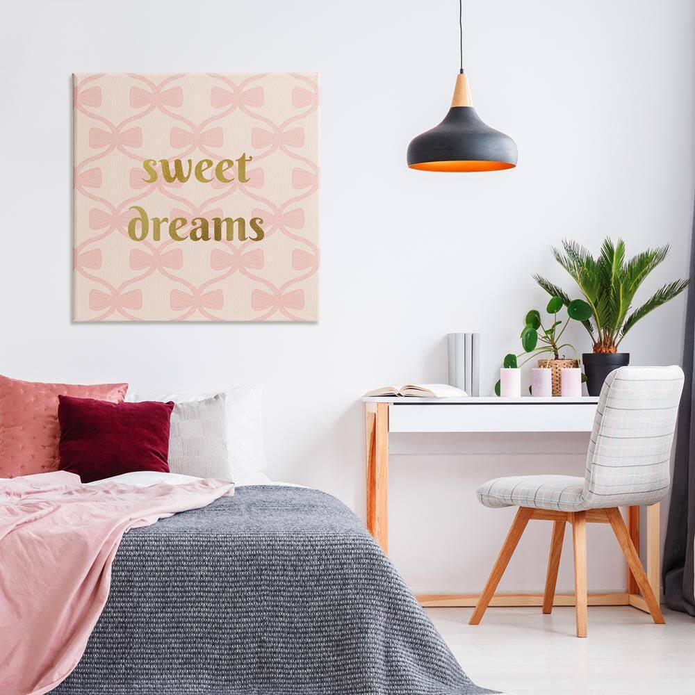 Pastel Bows and Sweet Dreams by Sazerelli Designs Unframed Typography Graphic Art Print 36 in. x 36 in. price history on PriceWatchPro
