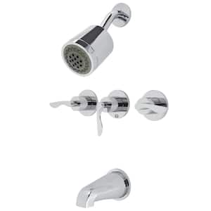 Serena Triple Handle 2-Spray Tub and Shower Faucet 2 GPM with Corrosion Resistant in Polished Chrome