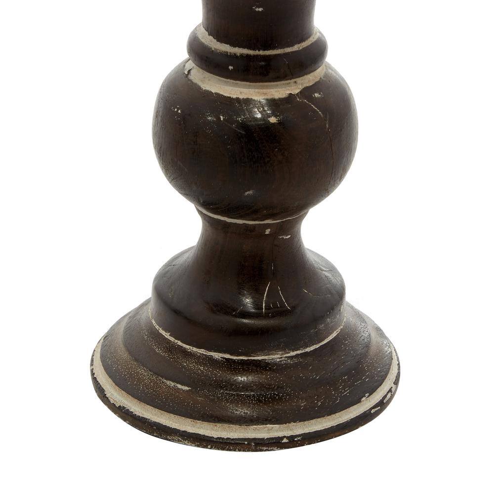 Radiant Glow Traditional Dark Brown Mango Wood Candle Holder Set of 3