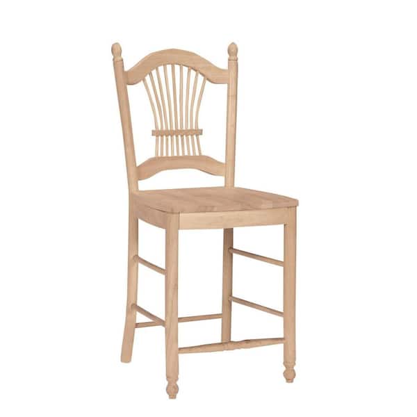 International Concepts 24 in. Unfinished Wood Bar Stool
