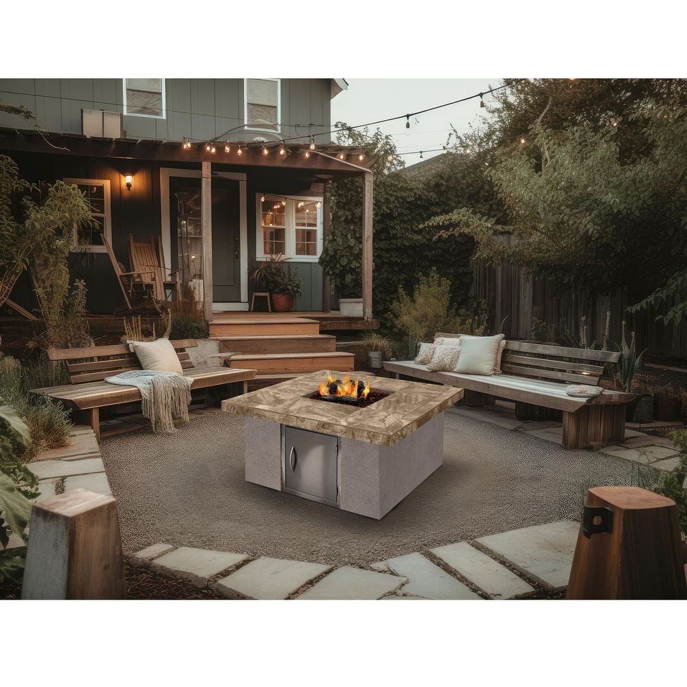 25 in. Stucco and Tile Square Gas Fire Pit price history on PriceWatchPro