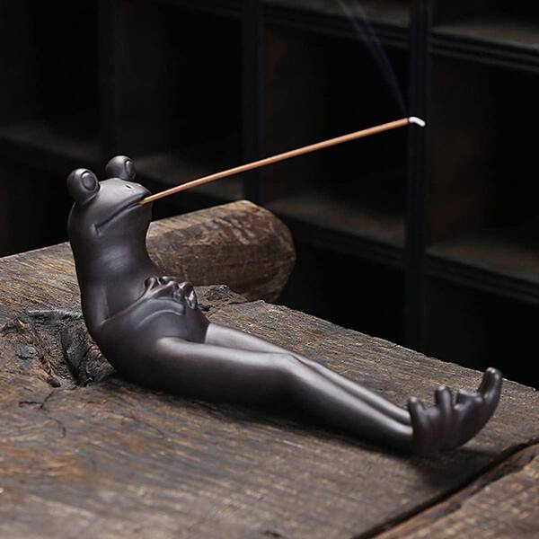 Afoxsos Ceramic Frog Incense Stick Holder with 45 Sandalwood