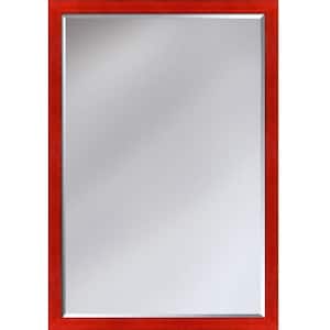 35.5 in. W x 21.5 in. H Rectangle Wood Stiletto Framed Red Decorative Mirror