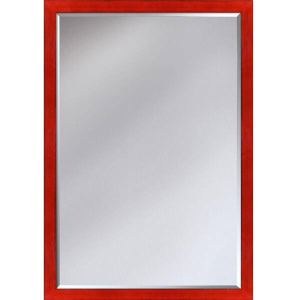 LA PASTICHE 35.5 in. W x 21.5 in. H Rectangle Wood Stiletto Framed Red Decorative Mirror