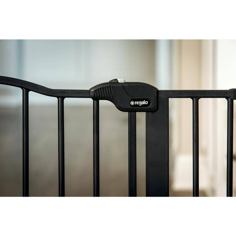 Black Steel Widespan Safety Gate with Walk-Through Door