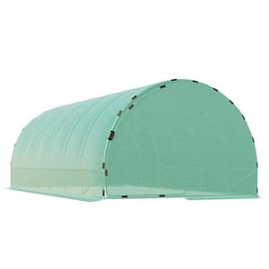 20 ft. x 10 ft. x 7 ft. Tunnel Greenhouse Outdoor Walk-In Hot House with 2 Hinged Doors, Steel Frame, PE Cover, Green