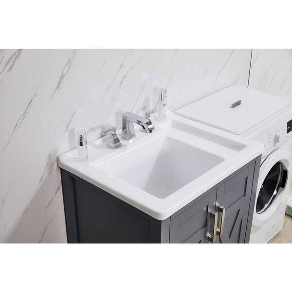 stufurhome - Stufurhome Hathaway 27 in. x 34 in. Grey Engineered Wood Laundry Sink